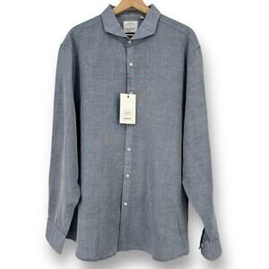 Baird McNutt Murano Linen Blend Long Sleeve Shirt Mens Size XXL Blue Long Sleeve